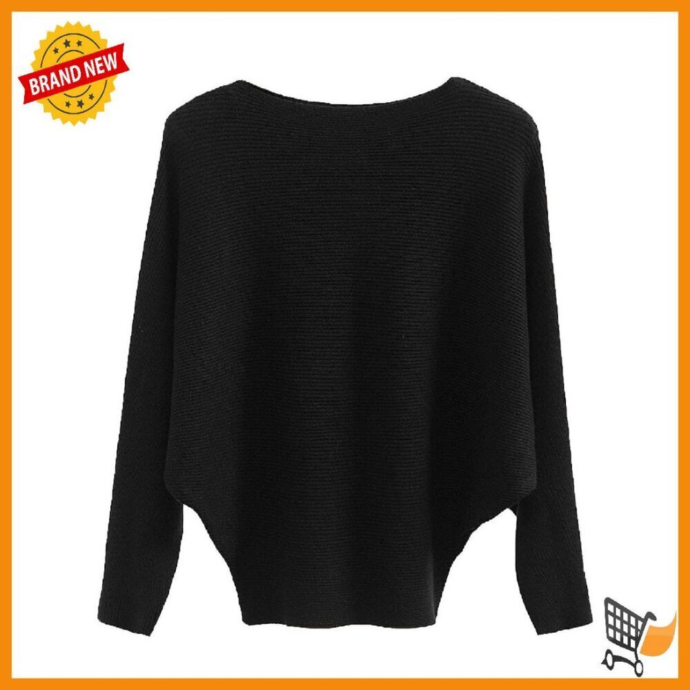 Soft Cotton-Polyester Dolman Sweater, Boat Neck, One Size Fits 6-14